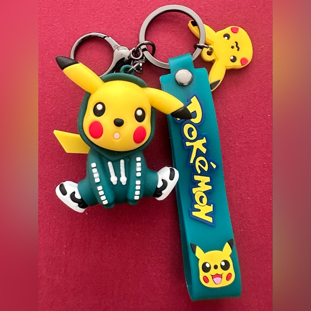 Pikachu 3D keychain with belt clip and wrist handle